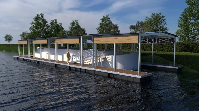 Abri flottant pour la péniche Aster
